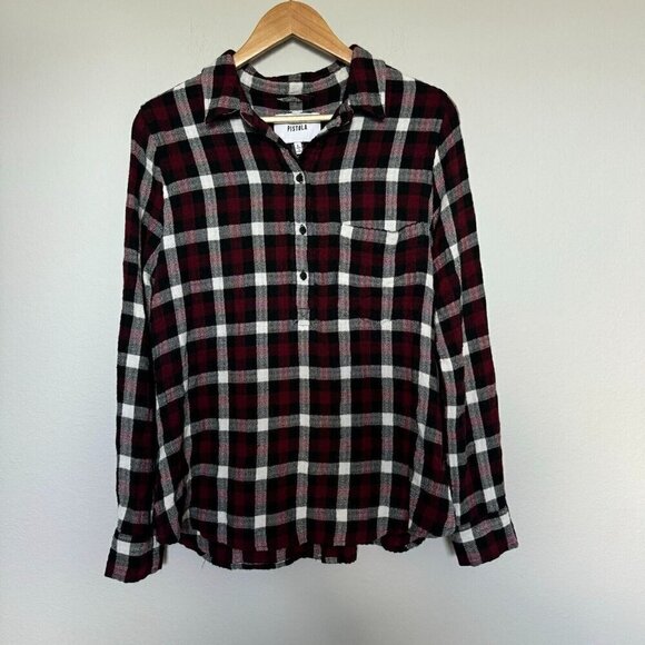 Pistola Women's Plaid Button Front Pullover Shirt Long Sleeve Size Large - Picture 1 of 13